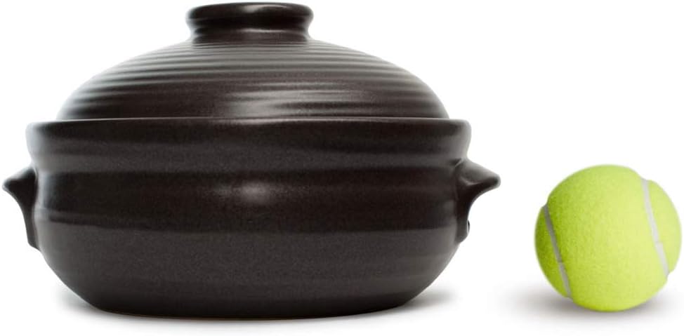 Crazy Korean Cooking Korean Stone Bowl (Dolsot), Sizzling Hot Pot for Bibimbap and Soup - Premium Ceramic (Large with Lid)