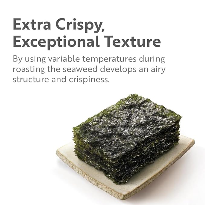 O’Food Roasted Seaweed Snack, Crispy & Savory Premium Korean Laver, Vegan Gluten-Free Plant-Based Snack, Made in Korea, Light & Crunchy Sheets for Lunchboxes and On-the-Go [Perilla Oil | Pack of 16]