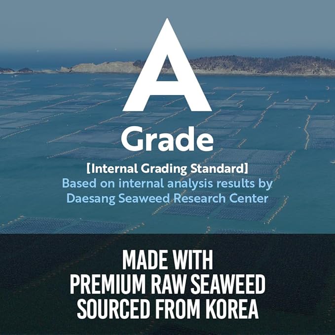 O’Food Roasted Seaweed Snack, Crispy & Savory Premium Korean Laver, Vegan Gluten-Free Plant-Based Snack, Made in Korea, Light & Crunchy Sheets for Lunchboxes and On-the-Go [Perilla Oil | Pack of 16]