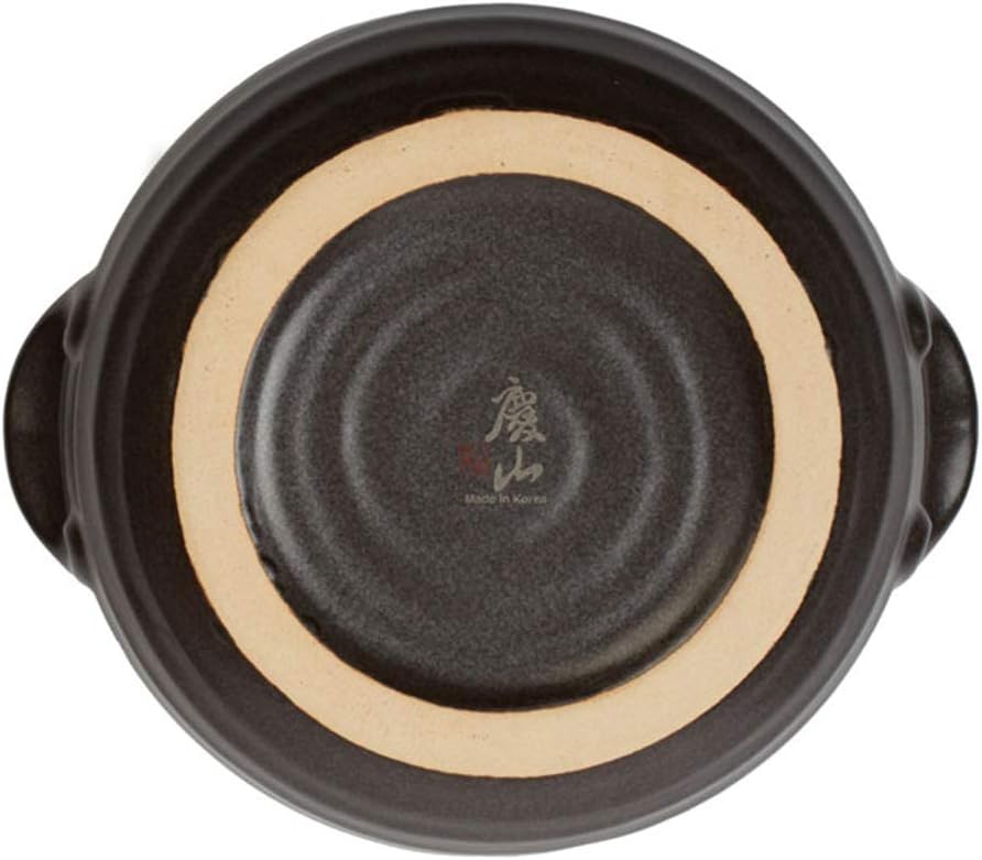 Crazy Korean Cooking Korean Stone Bowl (Dolsot), Sizzling Hot Pot for Bibimbap and Soup - Premium Ceramic (Large with Lid)