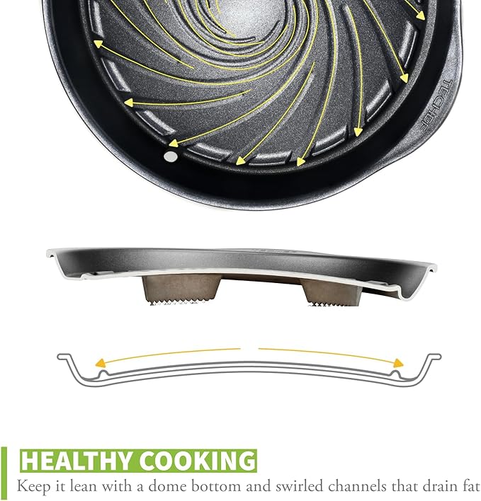 TECHEF - Korean BBQ Nonstick Grill Pan, KBBQ Grill Pan, PFOA-Free, Dishwasher Oven Safe, Made in Korea (Black)