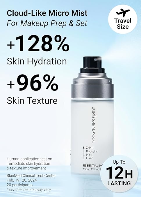 JUNG SAEM MOOL Essential Mool Micro Fitting Mist | Micro-Fine Setting Spray for Makeup & Hydrating Primer for Face with Thermal Spring Water, Long-Lasting Fix & Dewy Finish, Korean Makeup (1.86 Fl Oz)