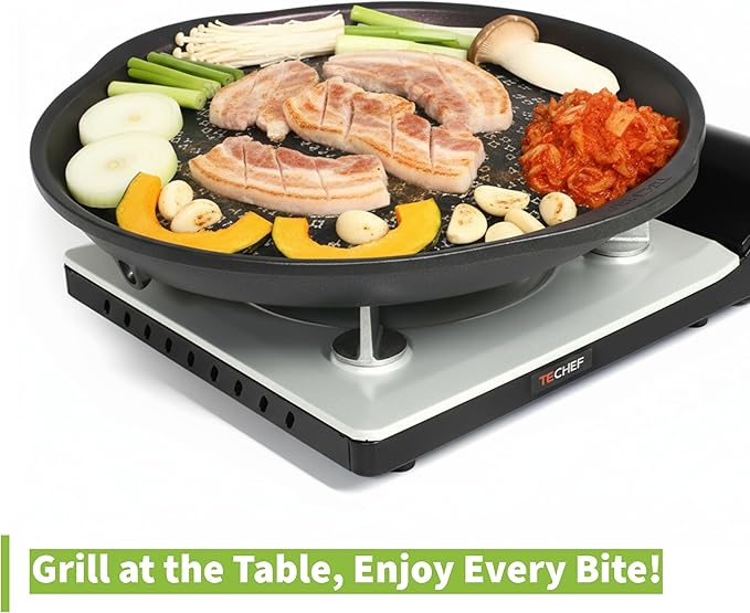 TECHEF - Korean BBQ Nonstick Grill Pan, KBBQ Grill Pan, PFOA-Free, Dishwasher Oven Safe, Made in Korea (Black)