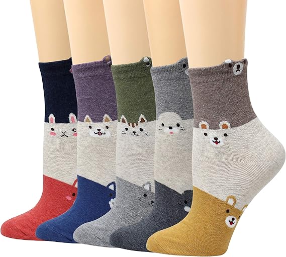 Women’s Cute Funny Novelty Casual Cotton Crew Socks (Made In Korea)