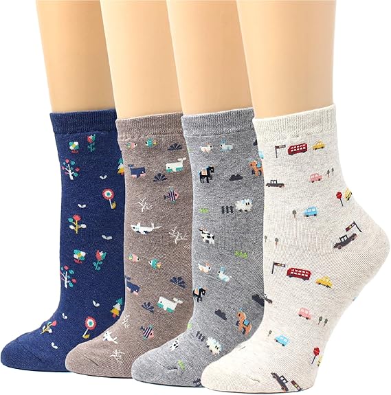 Women’s Cute Funny Novelty Casual Cotton Crew Socks (Made In Korea)