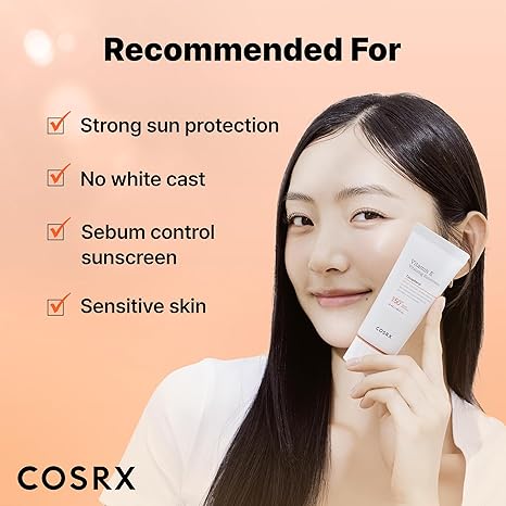 COSRX Vitamin E Vitalizing Sunscreen,SPF 50 Broad Spectrum Face Sunscreen, Lightweight, Non-Sticky, No White Cast, Vitamin E for Antioxidant Care, For All Skin Tones, Korean Skincare, 1.69 fl oz